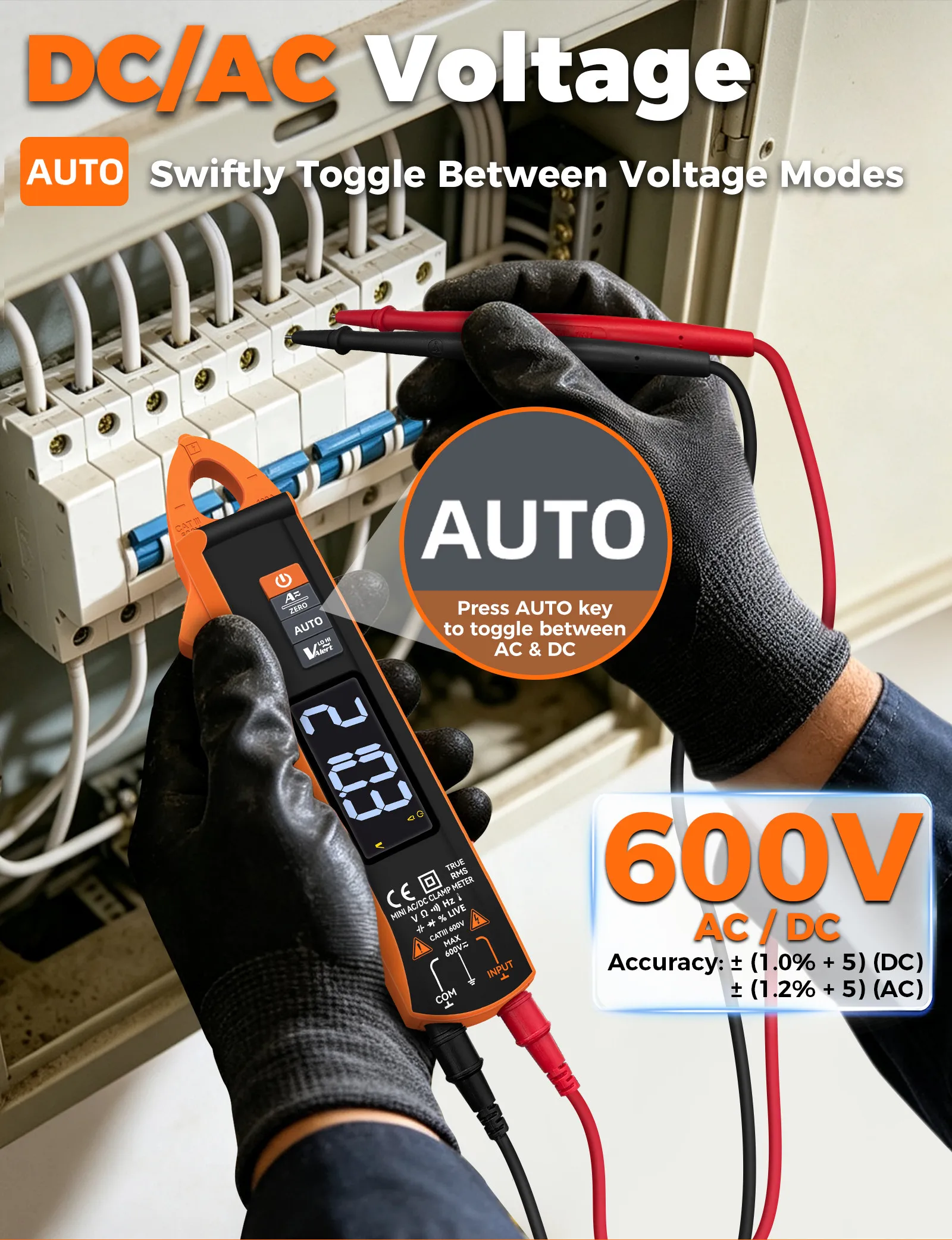 Digitales Zangenmessgerät Multimeter AC/DC 600A/1000A Amperemeter True RMS Multimeter Hochpräzise Kapazitätsmessung NCV Ohm Hz Spannungsprüfer – Detail 20
