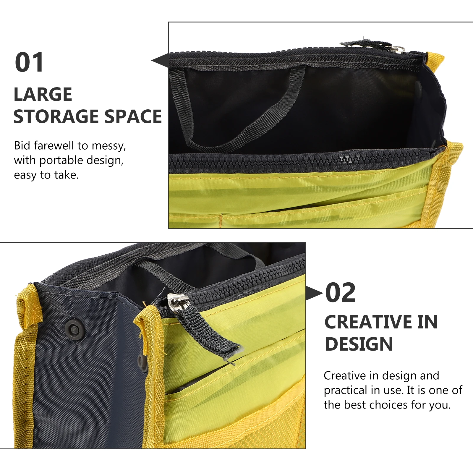 

Large Capacity Multi-Pocket Bag Liner For Handbag Organizer Lightweight Nylon Makeup Storage Bag Travel Sundries Holder Portable