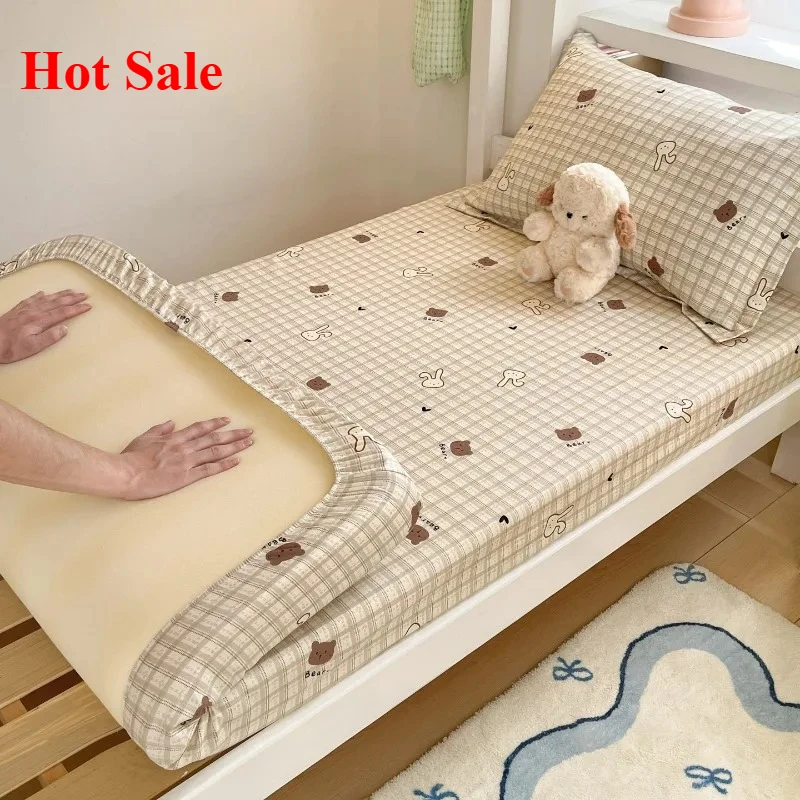Cotton printing student dormitory bed hat series anti-mite 2-piece set single bed hat comfortable and breathable 2