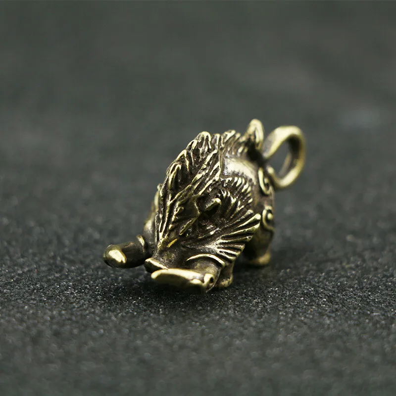 Solid Brass Wild Boar Figurine Small Statue Home Ornament Figurines Collectibles
