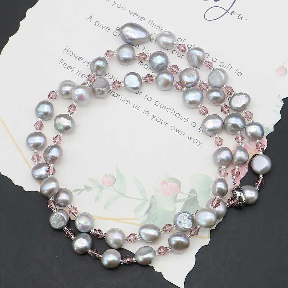 Baroque Silver Irregular Pearls with Horizontal Holes Paired Cut Glass Spacer Beads Tassel Chains DIY Necklace Bracelet Jewelry