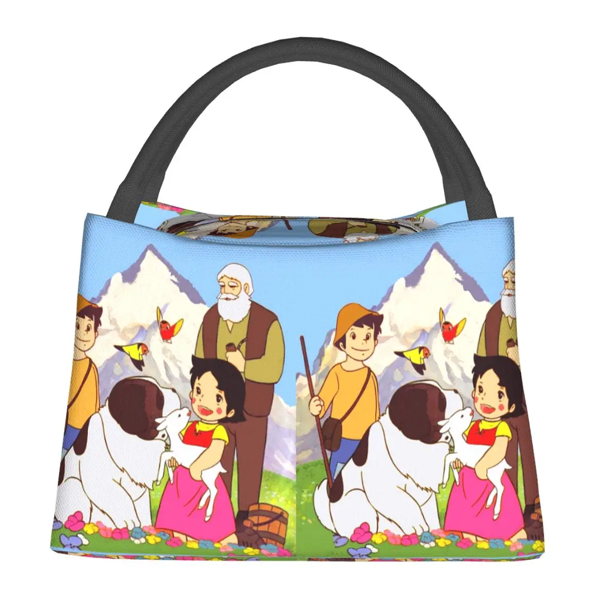 

Термосумка для обеда Heidi Peter And Grandpa Family Alps Mountain Anime, изолированная, для женщин и детей, портативная, для еды, термосумка-тоут