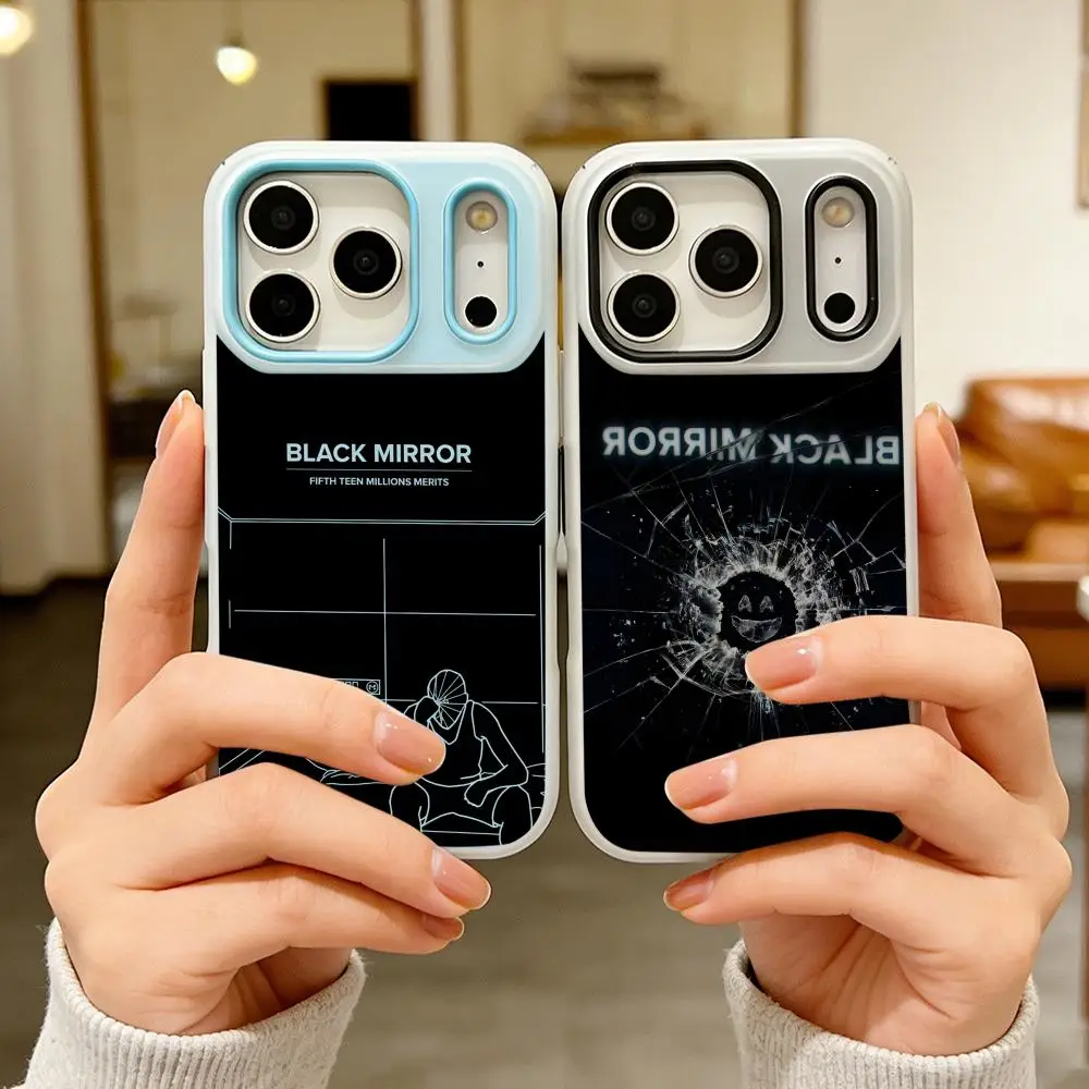 

Drama B-Black M-Mirror Phone Case Colorful 2‑in‑1 Jelly Matte Clear Full Protection Case For iPhone 11‑17 Series