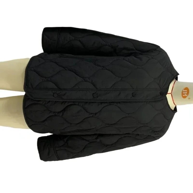 

Luxury Cotton Coat Autumn Winter Women Quilted Jacket Warm Long Sleeve Parkas Button Windbreaker Jacket O-neck Women's Clothing