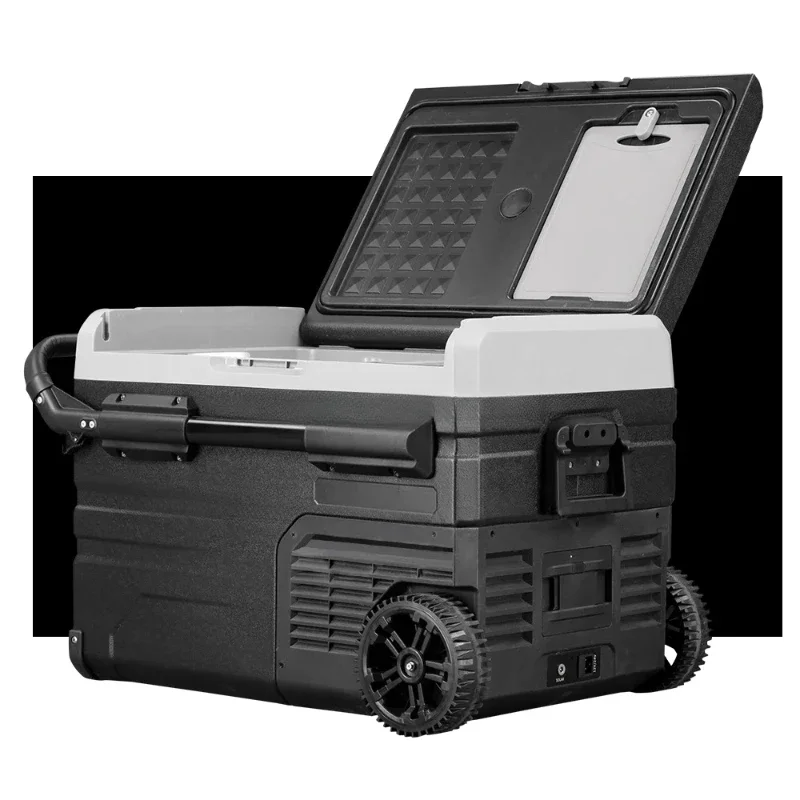 

Household double door refrigerator with wheels