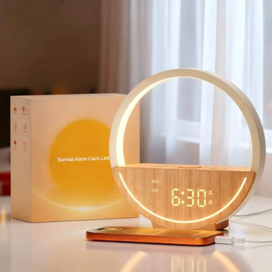 Wake Up Light Sunrise Alarm Clock - White Noise Sound Machine with 20 Soothing Sounds Sleep Better, Weekdays/Weekends Dual Alar