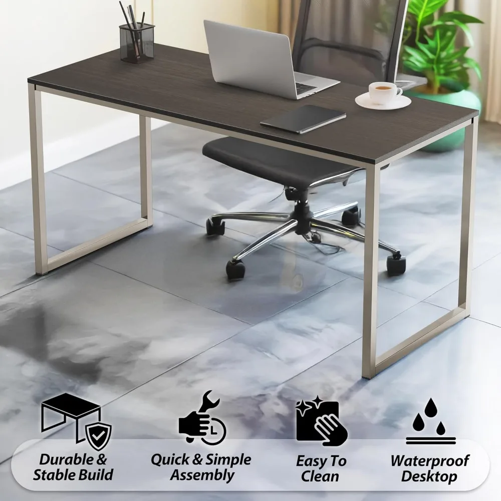 55-Inch Large Espresso Home Office Desk with Ample Space for Computer and Accessories