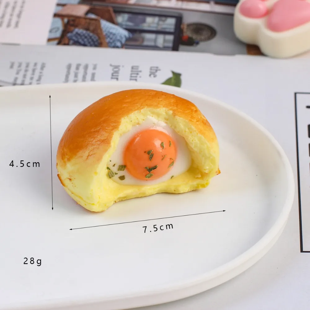 Realistic Bread Food Model PU Squishy Soft Slow Rising Reshapable Hand Knead Squeeze Toy Anti-Anxiety Mood Calming Portable Pocket Fidget Gadget Desktop Decor Funny Prank Stress Relief Gift For Adults Teens
