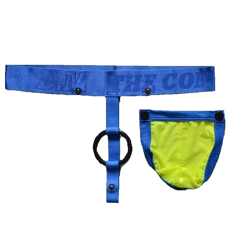 

Removeable Bugle Pouch Thong Men's Sexy G-Strings Lifting Loop Ring Mesh Male Lingerie Gay Underwear Transparent T-Back Briefs