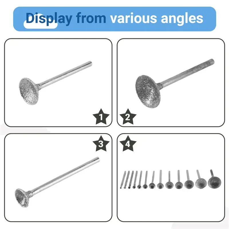 LLCS-Stone Carving Set Diamond Burr Bits Compatible With For Dremel, 13PCS Polishing Kits Rotary Tools Accessories