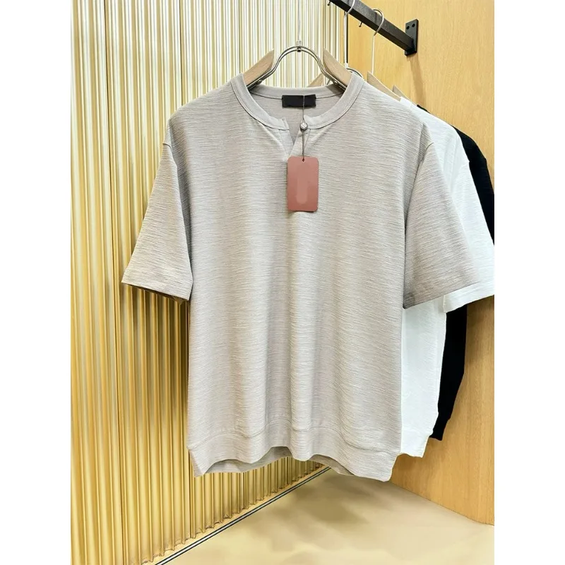 

Итальянская мужская летняя футболка из льна нового фасона: прохладная, дышащая, однотонная, простая, модная, повседневная, с коротким рукавом.