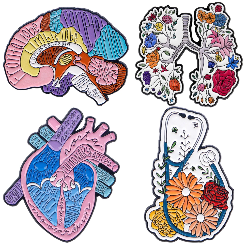 Human Organ Enamel Pin Brooches on Clothes Badge Bag Clothes Lapel Woman Men Jewelry Gifts