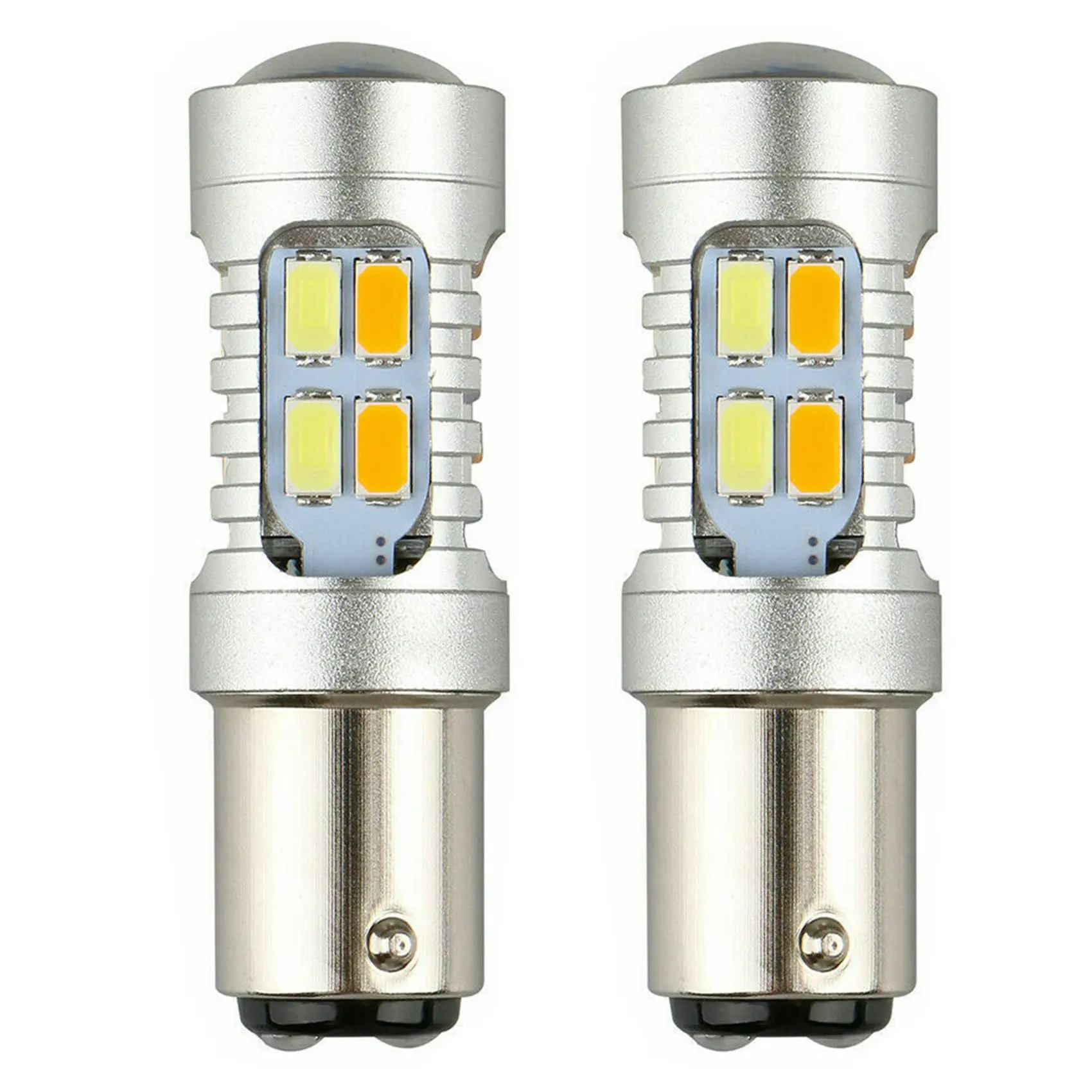 Lâmpada LED de cor dupla para lâmpada de sinalização do carro, Canbus, 1157 BAY15D, P21, 5W, 5630, 2pcs