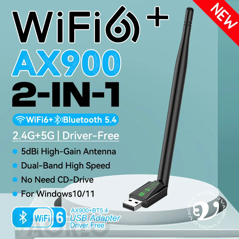 

AX900 USB WIFI6 Bluetooth 5.4 Adapter 2.4G+5GHz Dual Band 802.11AX Wireless Network Card Receiver Dongle Antenna For WIN10/11