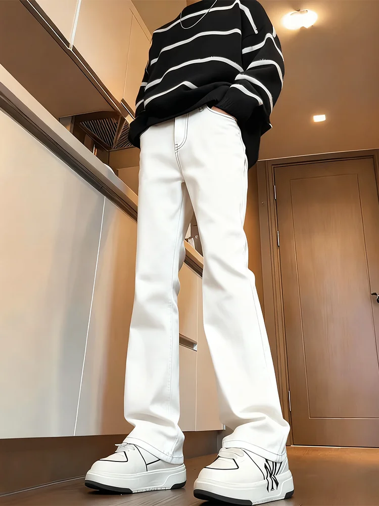 

Мужские джинсы Cleanfit Thiened Fce Lined, прямые, с эластичной талией, расклешенные, в стиле American High Street, повседневные, из денима, для молодежи