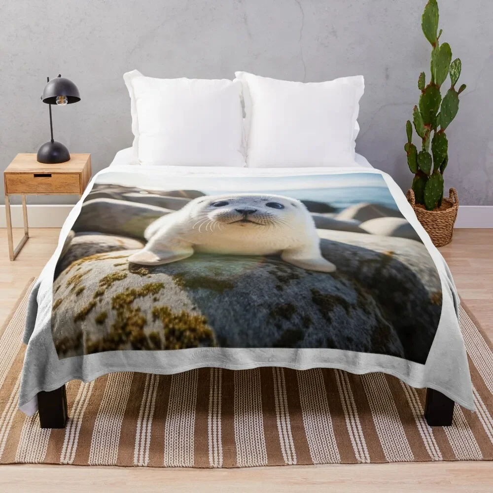 

Cute Baby Seal - Cute Baby Animals Throw Blanket Soft Plaid christmas gifts anime Comforter Blankets