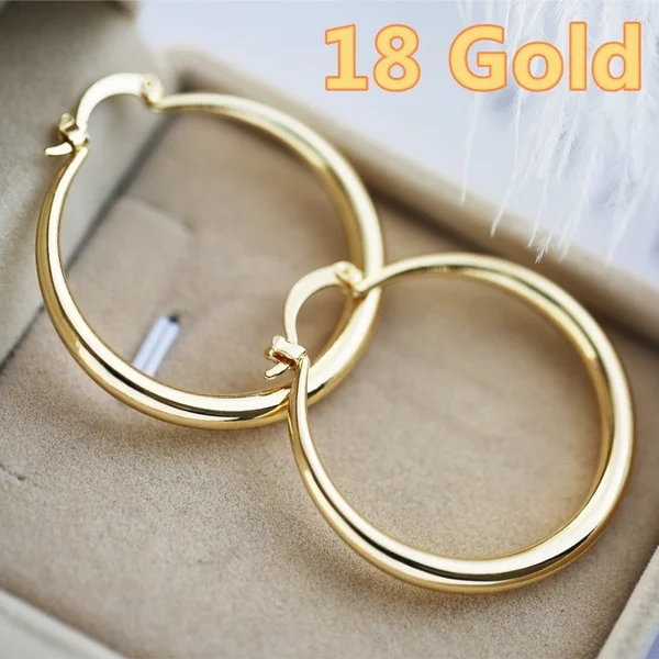 Accessories for Women Rose Gold Glossy Round Hoop Earrings for Woman Wedding Engagement Statement Party Anniversary Gift Jewelry