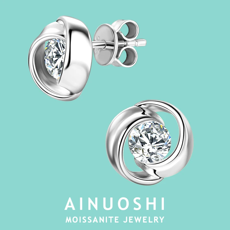 

Новые серьги-гвоздики AINUOSHI из стерлингового серебра 925 пробы, D-цвет, 5 мм, 0,5 карата, серьги-гвоздики с муассанитом для женщин, вечерние танцы, свадебные украшения