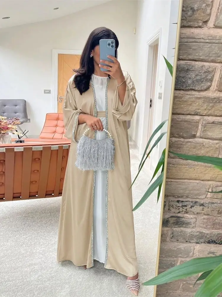 Abaya abierta de Ramadán para mujer, Kimono musulmán islámico, modesto vestido, ropa de oración, bata Kebaya Kaftan, vestido de pavo