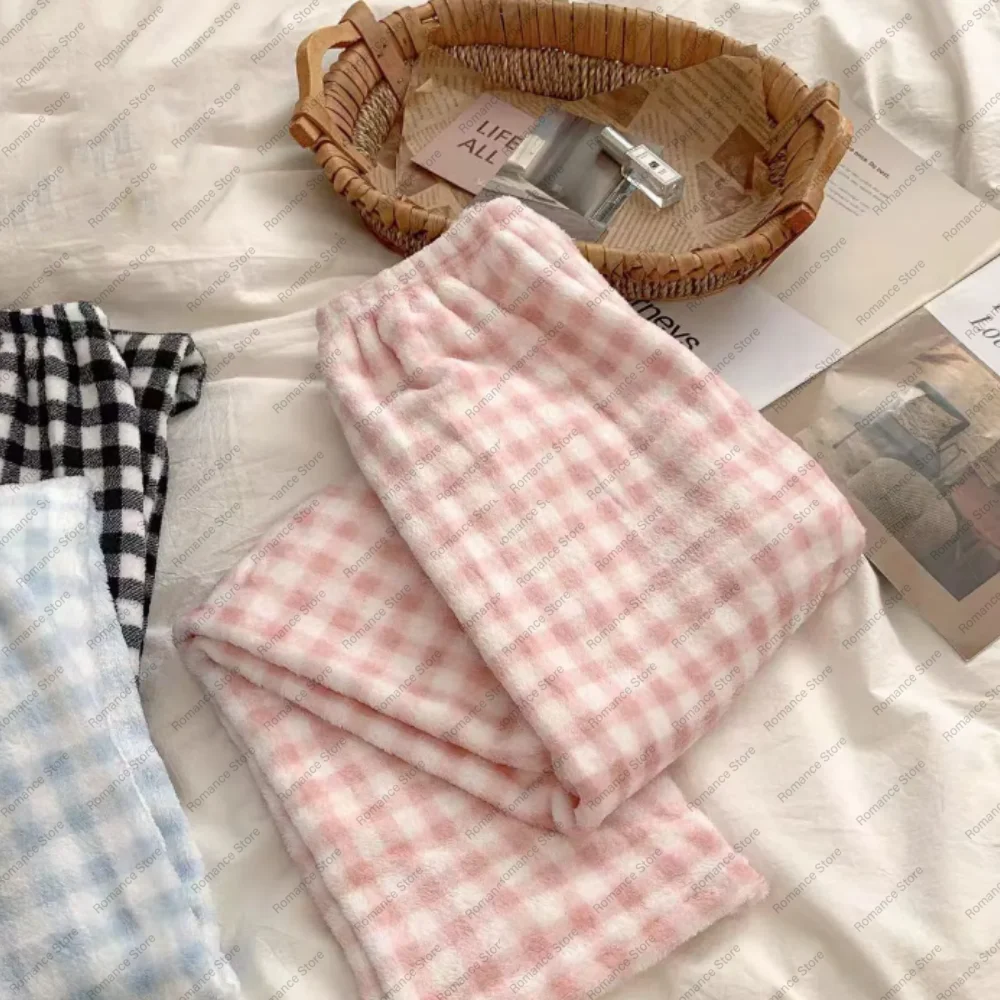 Flannel Pajama Pants New Type of Warm Casual Versatile Long Pants for Autumn and Winter Classic Checked Pants for Home Use