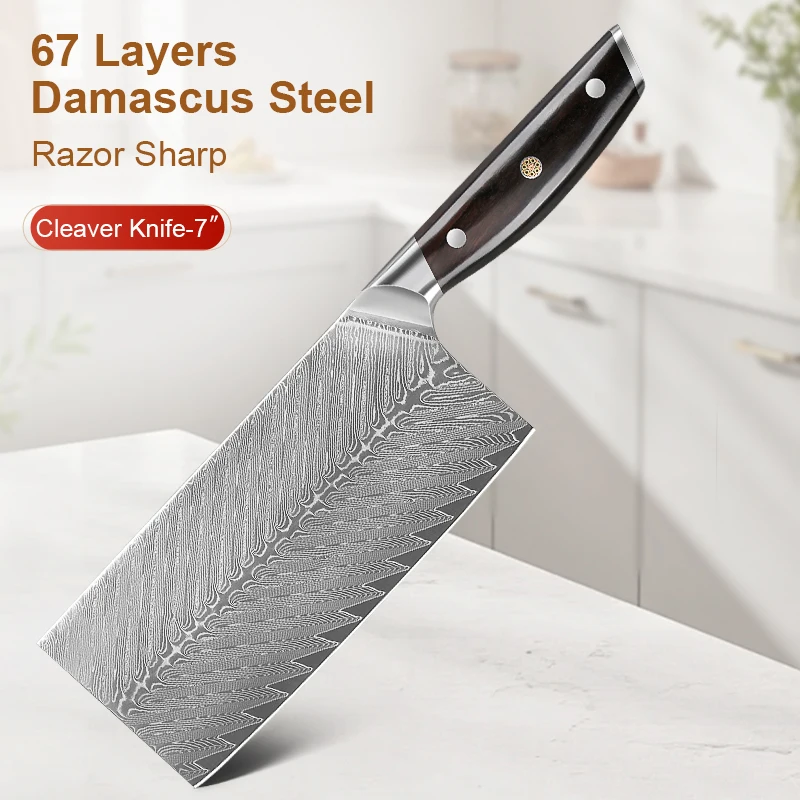 

7.5 Inch Kitchen knife Damascus steel Clearer keife Super Sharp Vegetable Kitchen Knife Ebony handle Major Chef's knife