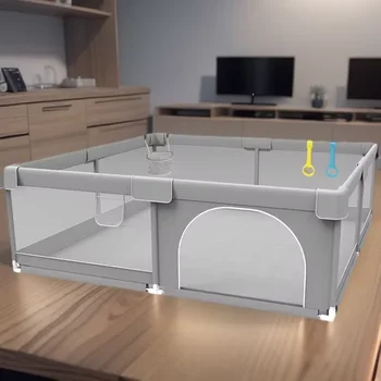 Bebek oyun parkı açık gri çocuk oyun parkı büyük kapalı bebek oyun alanı koruyucu açı faaliyetleri ile çit için bebek