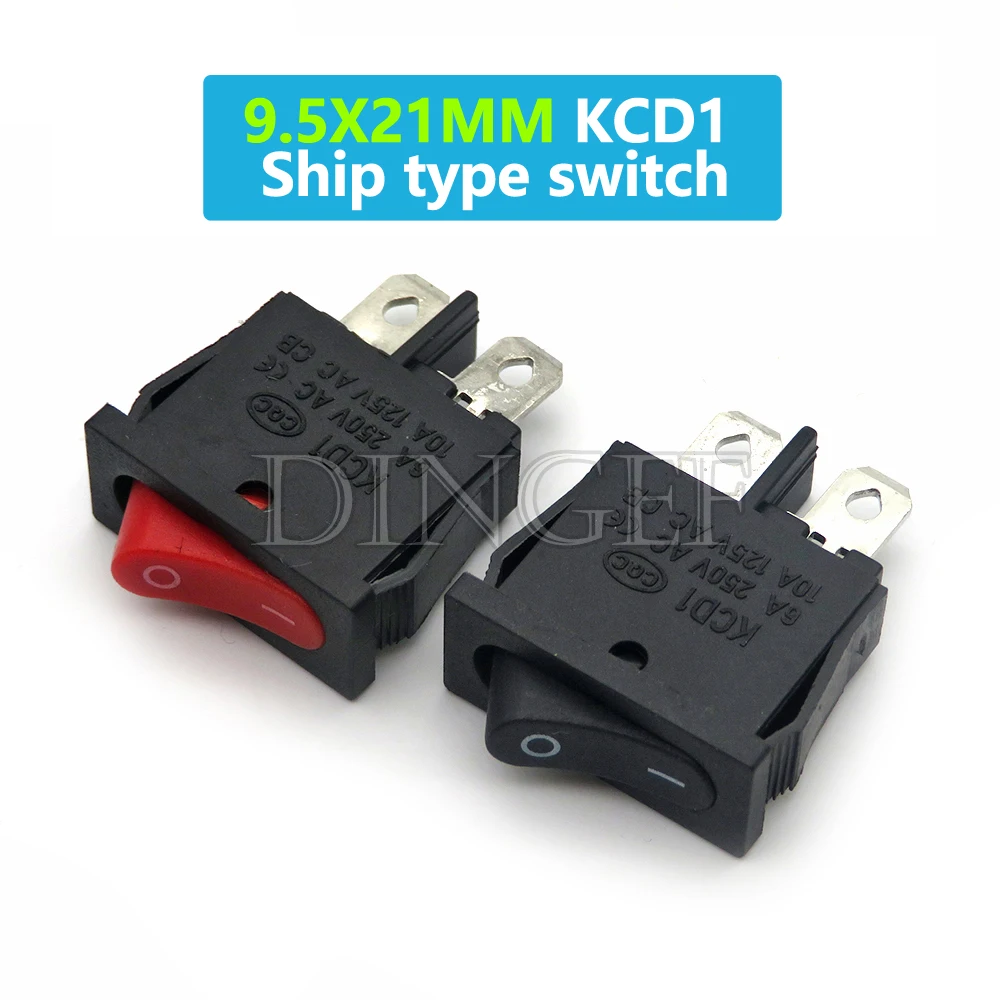 5PCS 9.5*21MM KCD1 Ship type switch 2Pin 6A250V Instrument small switch  Reset Switch Momentary push button switch Power Switch 