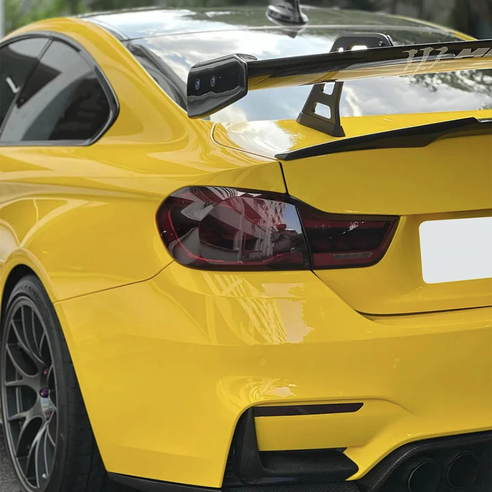 PET إشارة صفراء لامعة سيارة الفينيل التفاف الفيلم مع تكنولوجيا تحرير الهواء جسم السيارة ذاتية اللصق ملصق سيارة طبقة تزيين #2