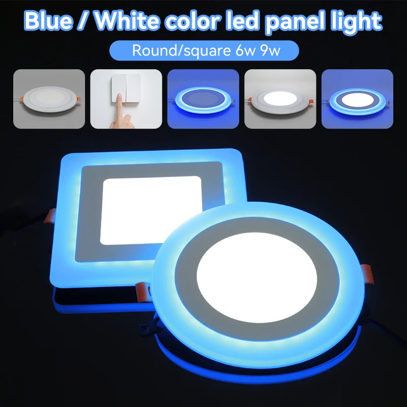 Dual Color LED Ceiling Lamp White + Blue Spotlight Indoor Lighting Fixtures Living Room Bathroom Kitchen Ceiling Decoration