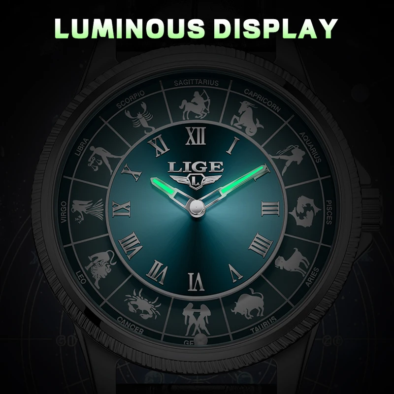 LIGE 2026 موضة ساعات رجالية إبداعية فاخرة ساعة رجالي 30 متر مقاوم للماء كوكبة مضيئة كوارتز ساعات المعصم Reloj Hombre #5
