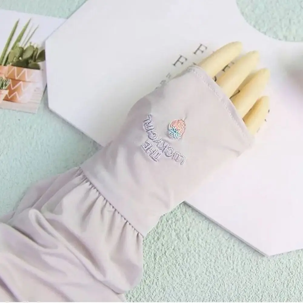 Ice Silk Ice Silk Sleeve Simple Polyester Fibre Sunscreen Long Gloves Anti-Slip Thin Arm Sleeves Cycling