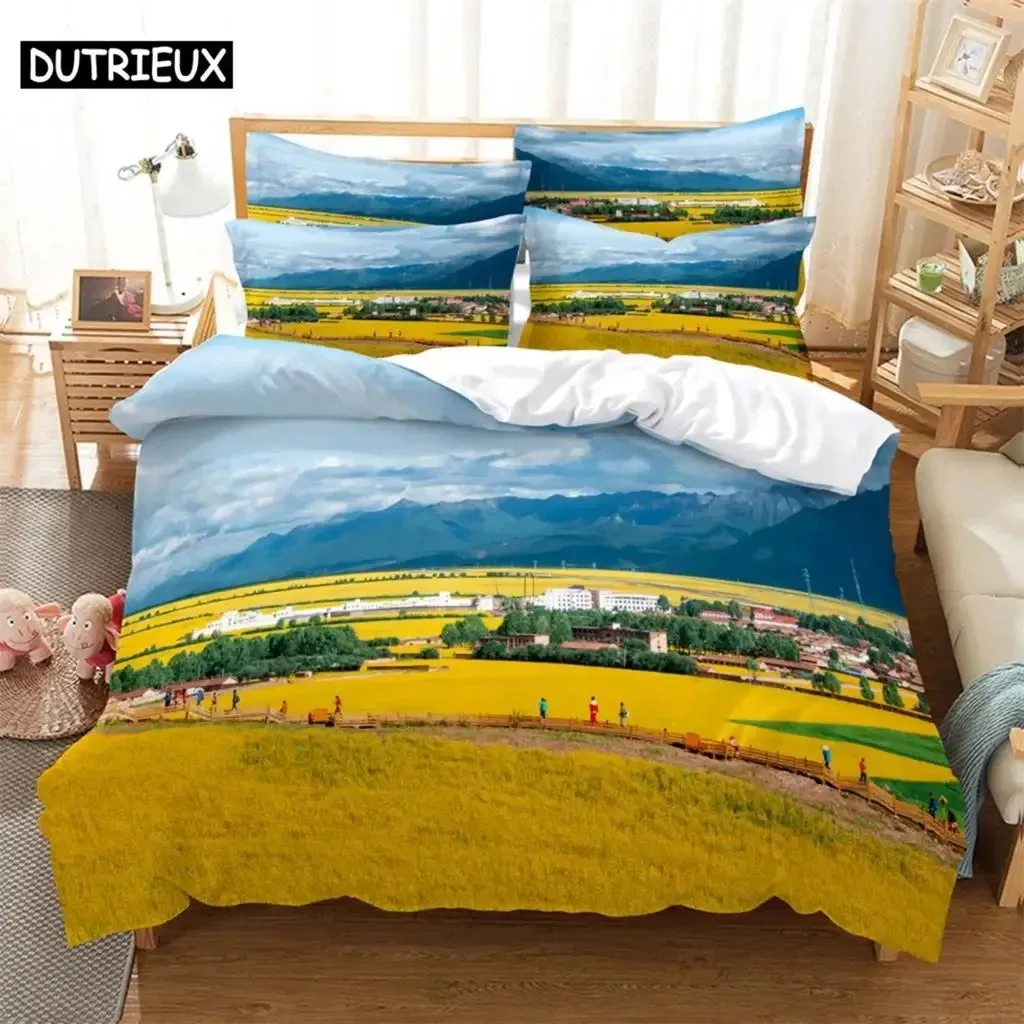 Grassland Fashion Bedding Set 3D Digital Printing Duvet Cover Sets 1 Quilt Cover + 12 Pillowcases USEUAU Size