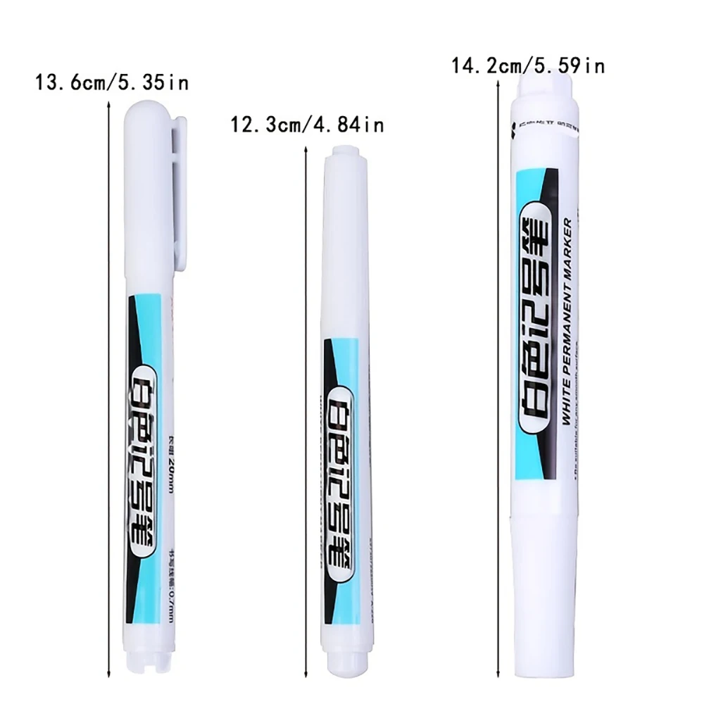 5 Stück/6 Stück weiße Marker, Graffiti-Stifte, wasserfeste Gelstifte, Notizbuch mit Reifenmotiv, Glasfarbstifte, 0,7 mm, 1 mm, 2,5 mm. – Detail 5