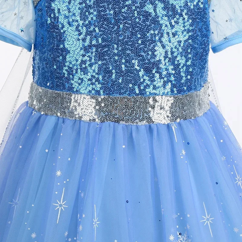 Vestido de lentejuelas de princesa Elsa Frozen de malla de estilo occidental para niñas de Halloween disfraz cosplay om [8