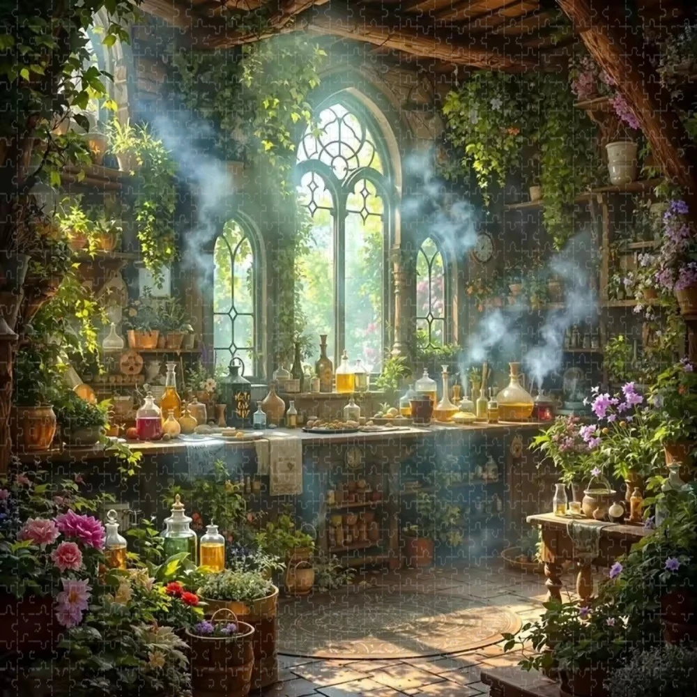 Large Jigsaw Puzzle 500/1000 Pieces Garden Landscape Paper Puzzles Adult Present Portable Box for Family Games Educational Toys