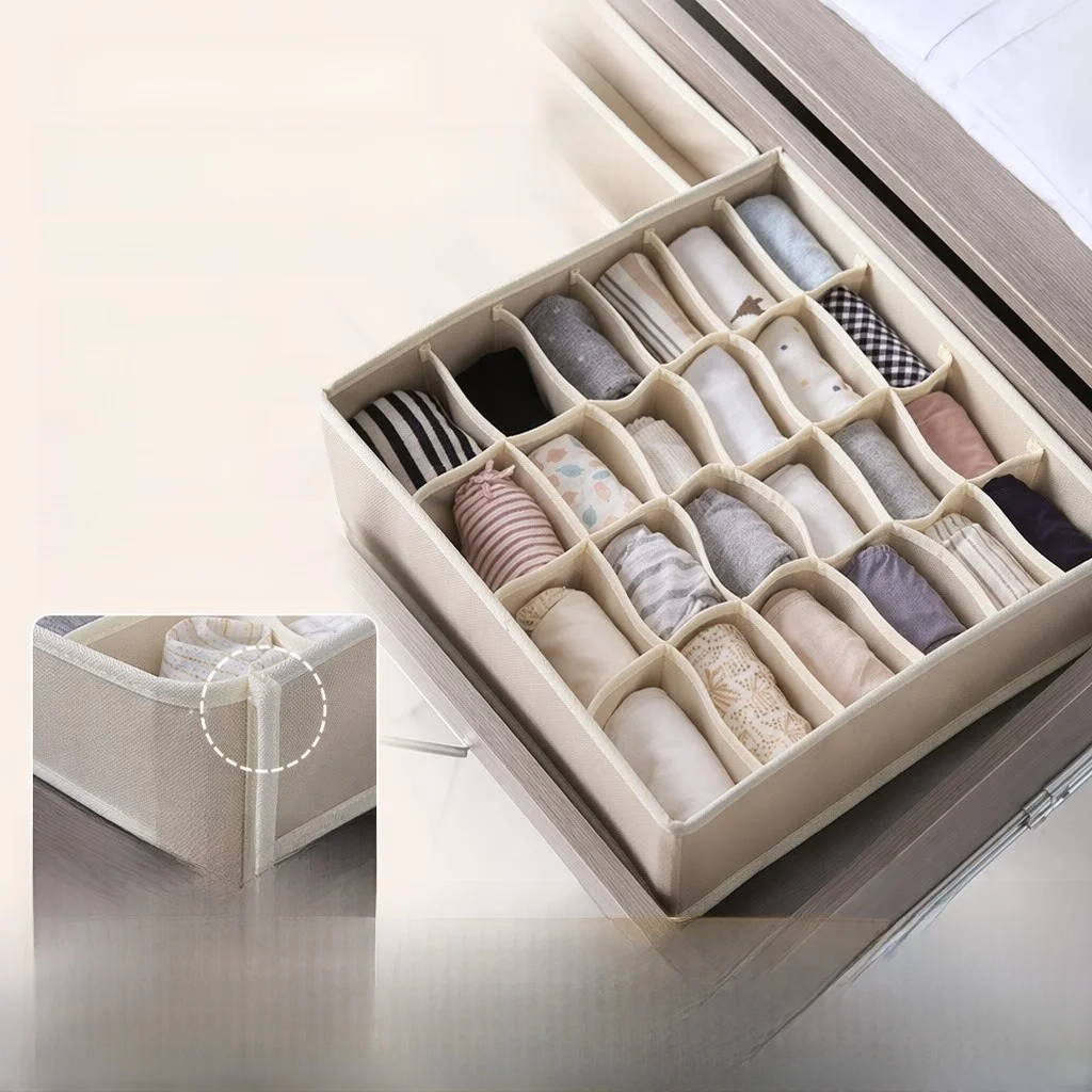 Caixa Organizadora de Grande Capacidade para Meias e Roupas Íntimas, Gavetas de Tecido, Organizador de Lingerie de Alta Quali...