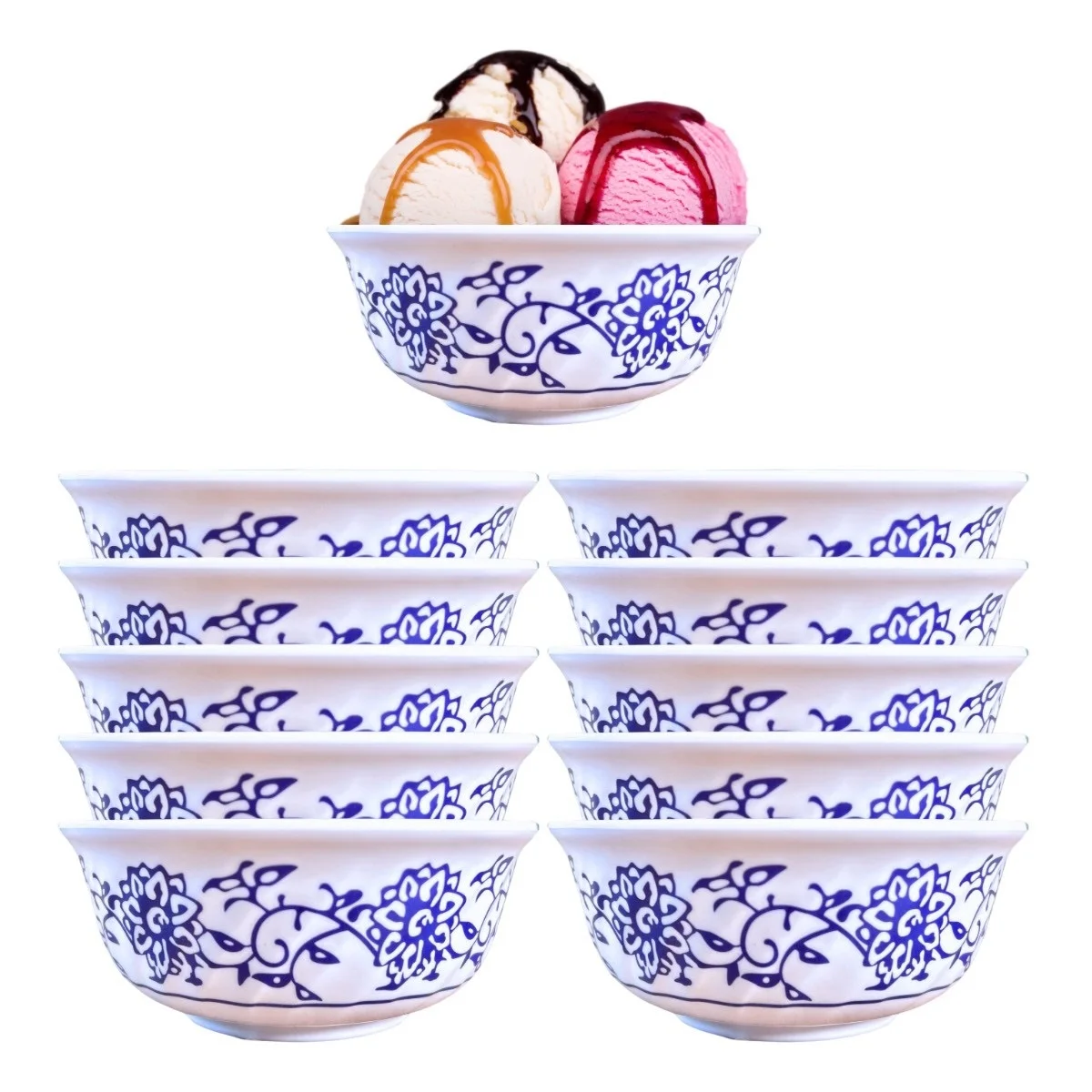 10 Bowl Decorated Bowls For Dessert Ice Cream 390ml