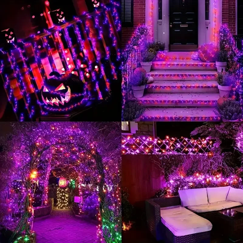 1 قطعة 12 متر/39.37 قدم. 100 LED سلسلة ضوء الشمس للهالوين مع 8 أوضاع مصباح مقاوم للماء في الهواء الطلق لديكور فناء الحفلات الداخلية