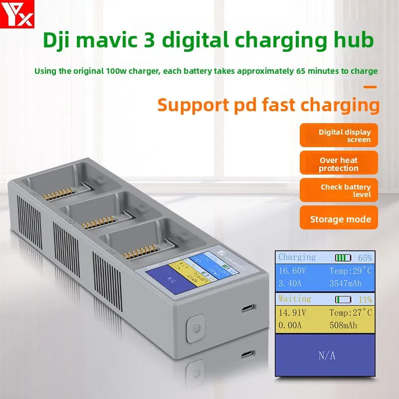 pour-le-hub-de-chargeur-de-batterie-mavic-3-prend-en-charge-l'insertion-de-3-batteries-pour-charger-le-chargeur-a-affichage-numerique