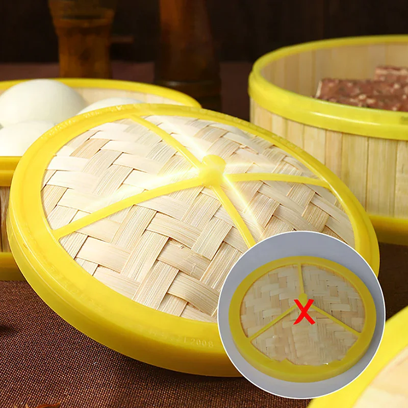 Cesta de vapor hecha a mano para cocinar arroz chino, utensilios de cocina de bambú con tapa, vaporizador de bola de masa hervida, 5-6,5 pulgadas, 1 ud.