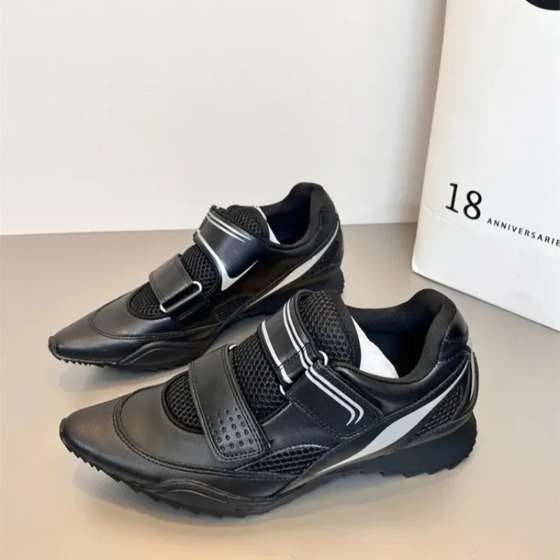 

Женские боксерские туфли 2025 года, модные одинарные туфли, спортивная обувь с острым носком и волшебной лентой, элитный уникальный дизайн