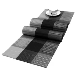 Woven Vinyl Table Runner,PVC Table Runners,Modern Farmhouse Wipe,Clean Indoor and Outdoor,Non-Slip,Heat Resistant, Easy to Clean