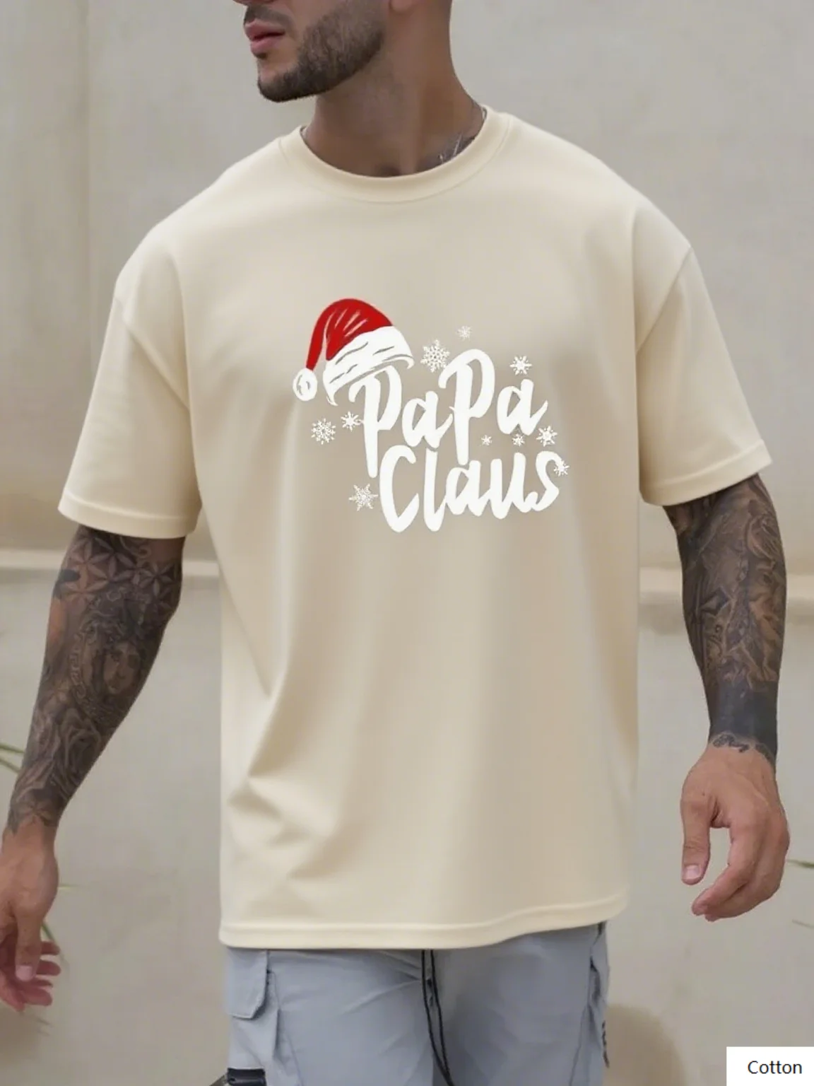 تي شيرت رجالي مطبوع من القطن بتصميم بابا كلوز وعناصر عيد الميلاد رائع لموسم العطلة وعرض الروح الاحتفالية #3