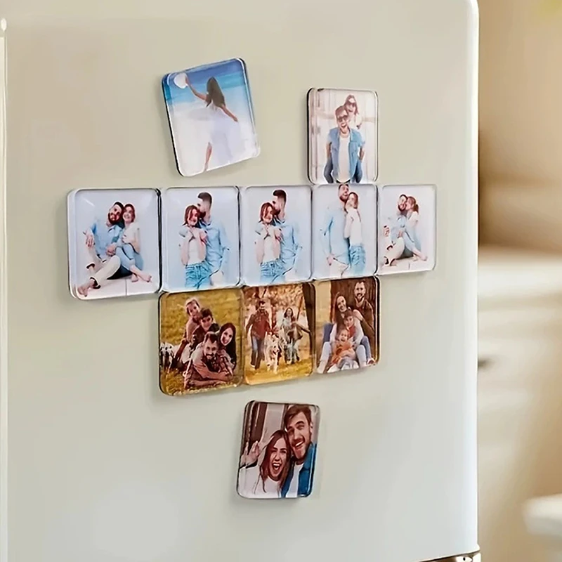 2PCS DIY Acrylic Refrigerator Magnets Blank Fridge Rectangle Sticker Kitchen Office Decor Creative Birthday DIY Craft Gift