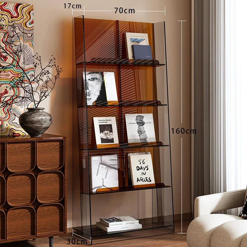 2026 Acrylic Multi-layer Floor Display Rack Bookshelf Living Room Coffee Shop Rack Simple Newspaper Storage Magazine CD Rack