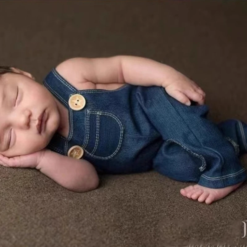 

Классические джинсы для новорожденных, комбинезоны, легко чистящиеся, полиэстер, детские фотосессии, штаны на подтяжках для дней рождения и вечеринок A2UB