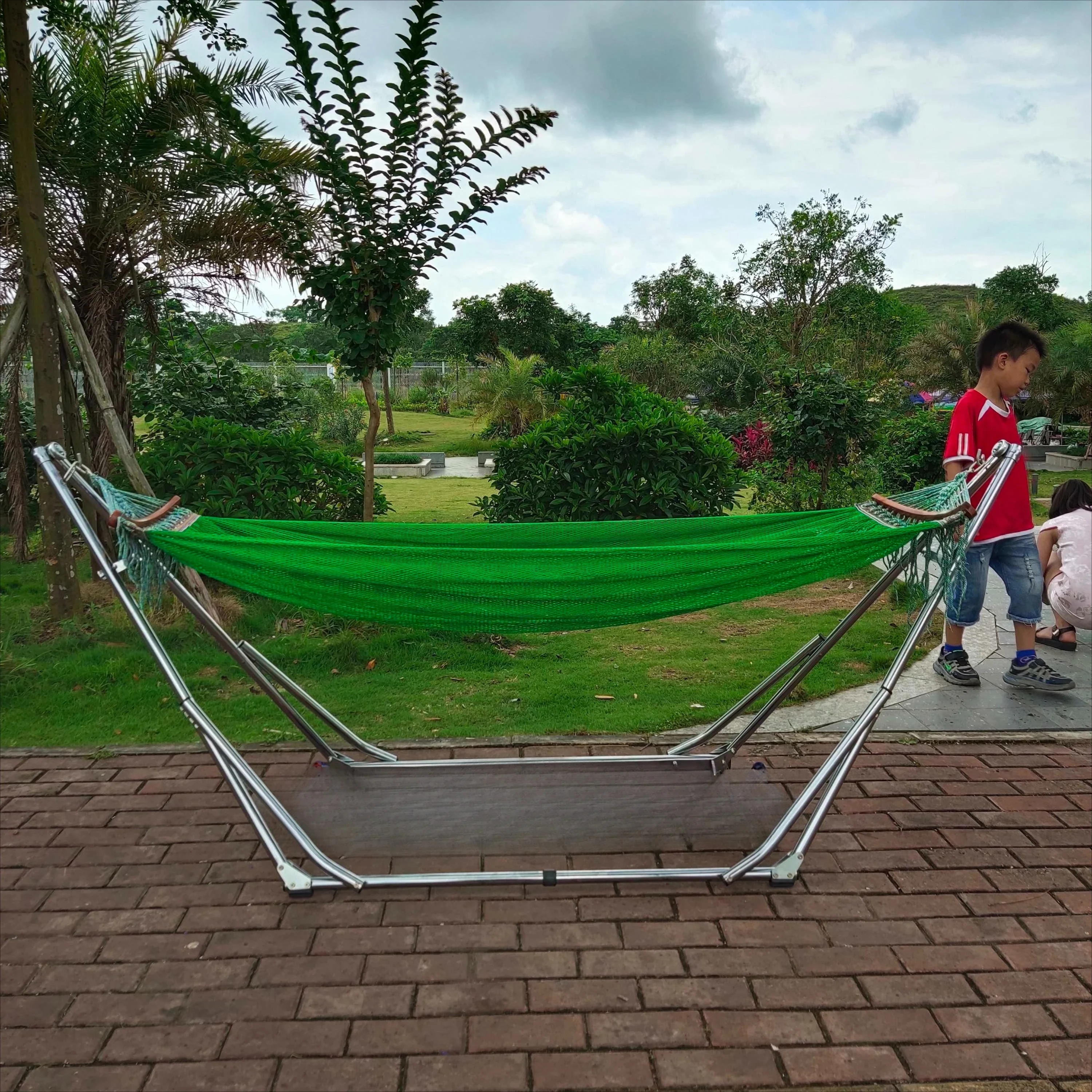Mesh bed, leisure hammock, white stand, swing anti-rollover bed, folding bracket bed