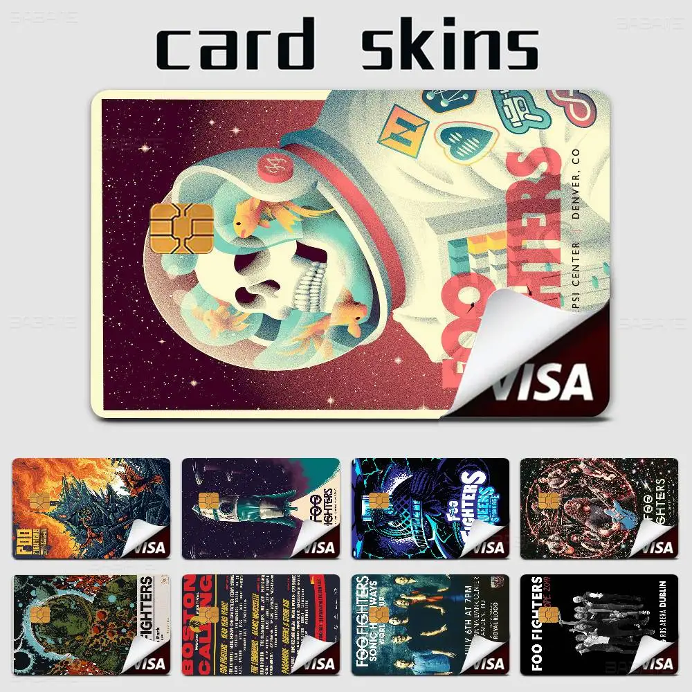 غطاء حماية من الجلد لفرقة Foo Fighters Band Game Anime للجانب الأمامي لبطاقة الائتمان الصغيرة الكبيرة بدون رقاقة