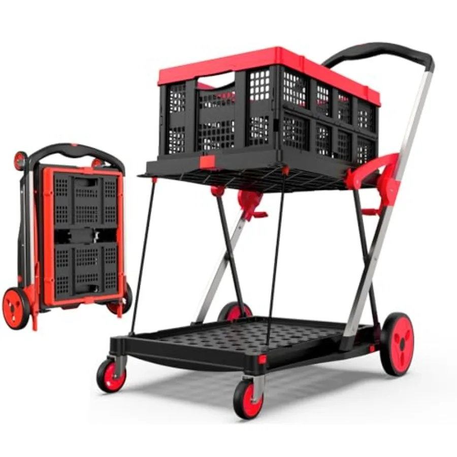 

Складная тележка для покупок на колесах, грузоподъемность 200 фунтов, городская тележка для продуктов с ящиком для хранения, платформенная тележка с ручкой и подставкой для ног