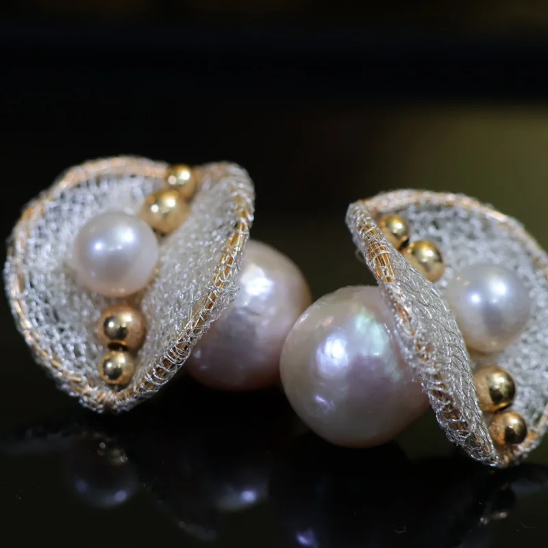 

SGARIT Original Design Natural Pearl Earrings for Women Irregular Stud Earring Temperament Wedding Party Jewelry